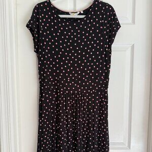 Boden Amelie Jersey Dress Black Pink Polka Dot